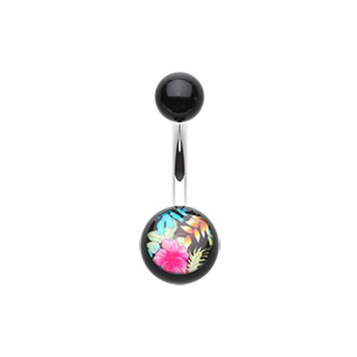 Hawaiian Luau Flower Acrylic Logo Belly Button Ring