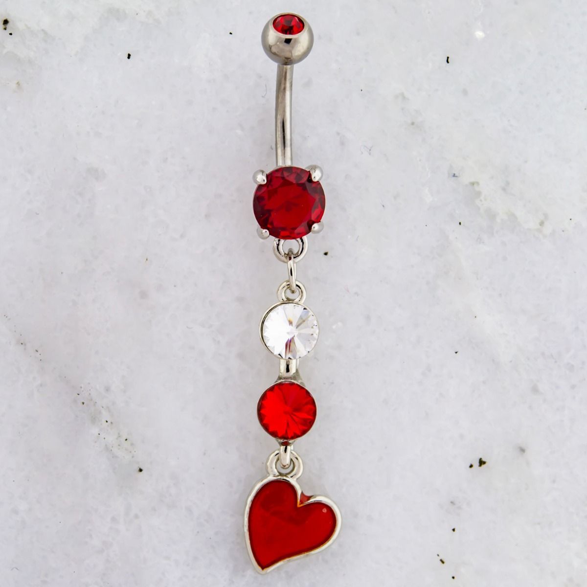 Belly Ring - No Dangle Heart and Gem Dangle Navel Ring - 1 Piece -Rebel Bod-RebelBod