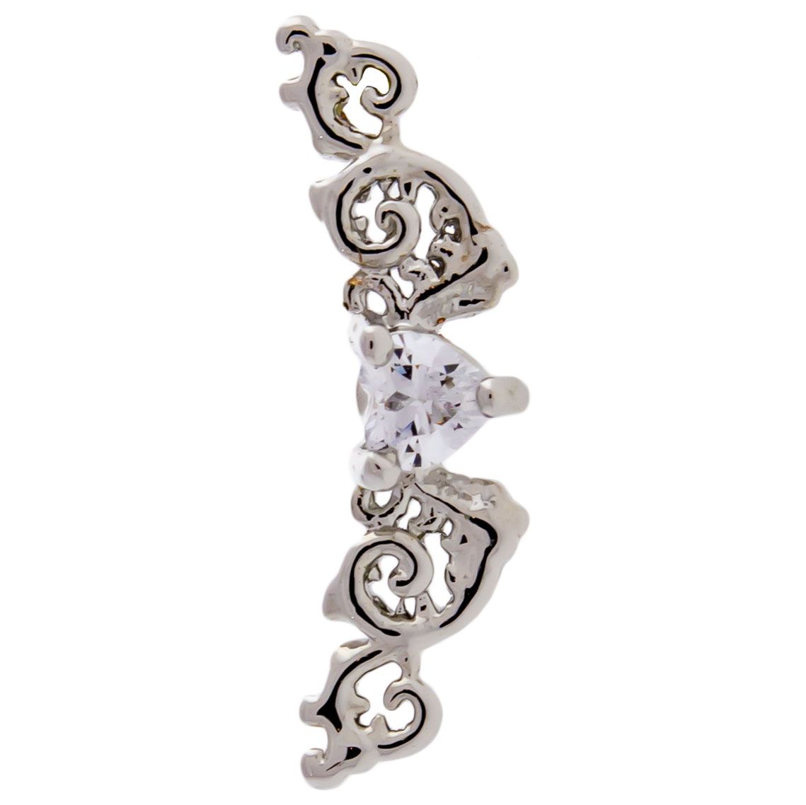 STRAIGHT BARBELL Heart Filigree Ear Barbell - 1 Piece -Rebel Bod-RebelBod