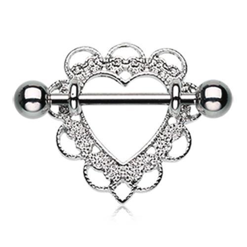 Heart Filigree Nipple Shield Jewelry Ring - 1 Piece