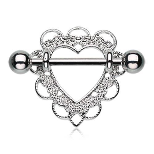 Heart Filigree Nipple Shield Ring - 1 Piece