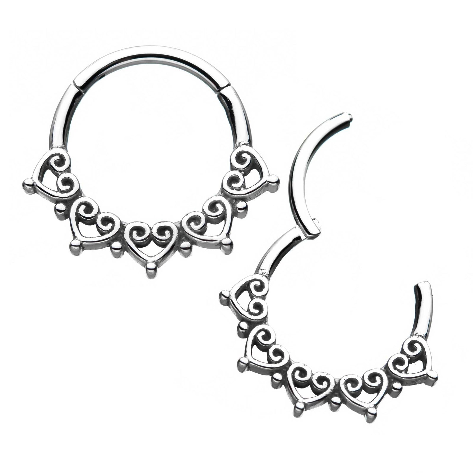 TBD-Cartilage Jewelry Heart Hinged Segment rings -Rebel Bod-RebelBod