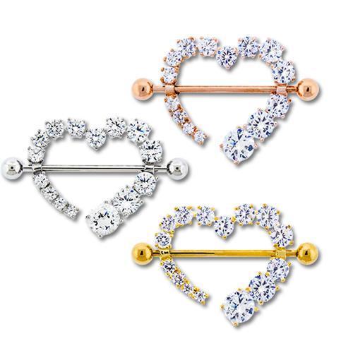 Heart Nipple Shield Jewelry SWAROVSKI Gems - 1 Piece
