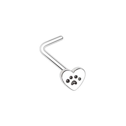 Heart Paw Animal Lover L-Shape Nose Ring