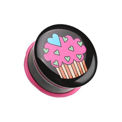 Heartful Cupcake Single Flared Ear Gauge Plug - 1 Pair