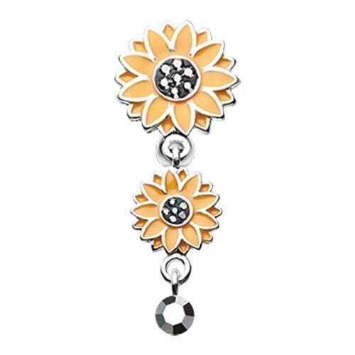 Hematite Beach Sunflower Reverse Belly Button Ring