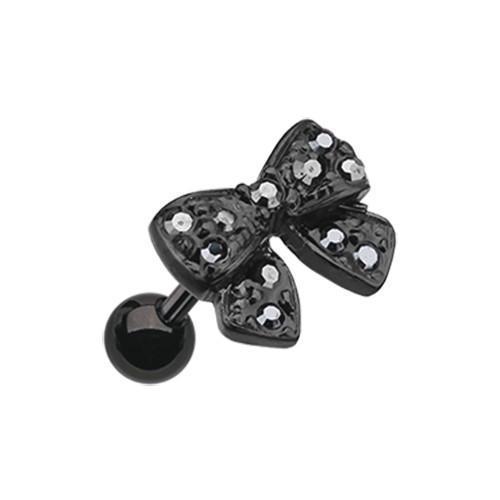 Hematite Black Dainty Bow-Tie Tragus Cartilage Barbell Earring - 1 Piece