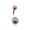 Hematite Double Luster Pearl Ball Steel Belly Button Ring