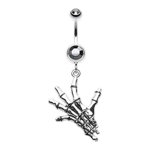 Hematite Hand of Death Belly Button Ring