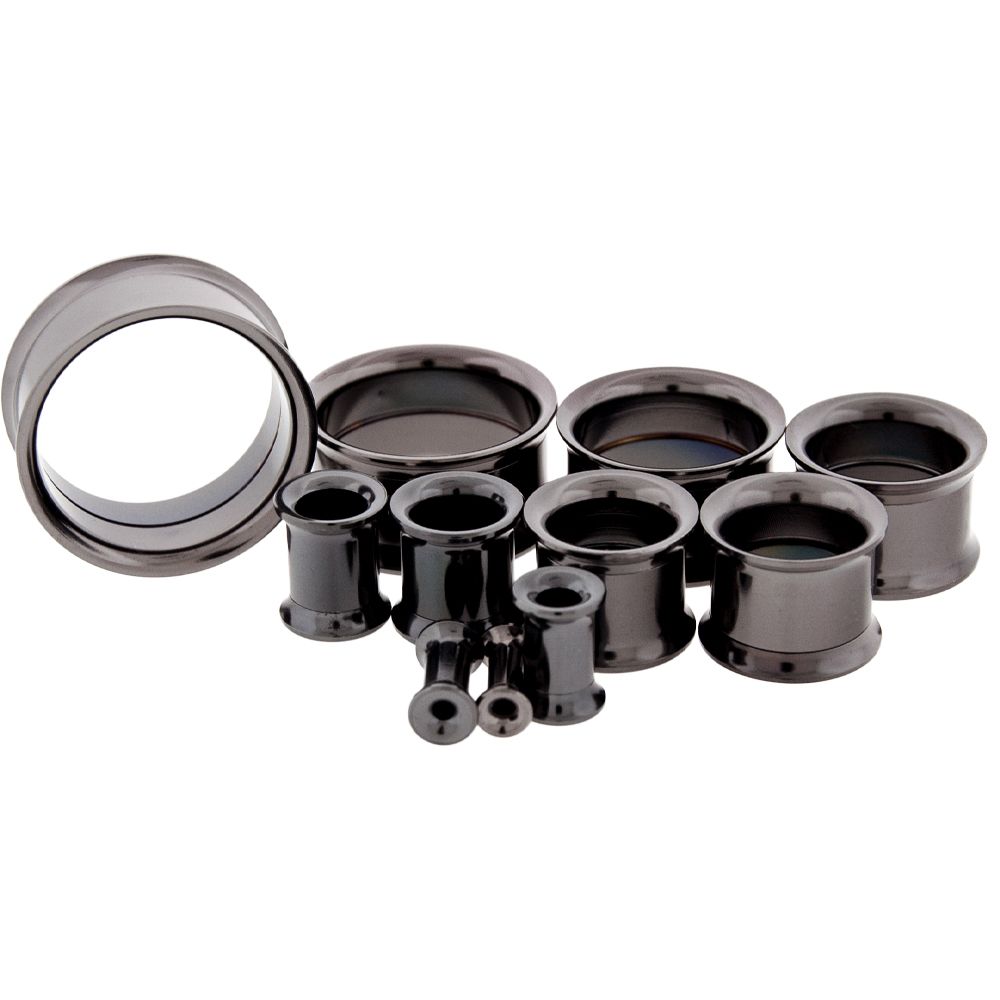 Tunnels - Double Flare Hematite Internally Threaded Tunnels  - 1 Piece -Rebel Bod-RebelBod