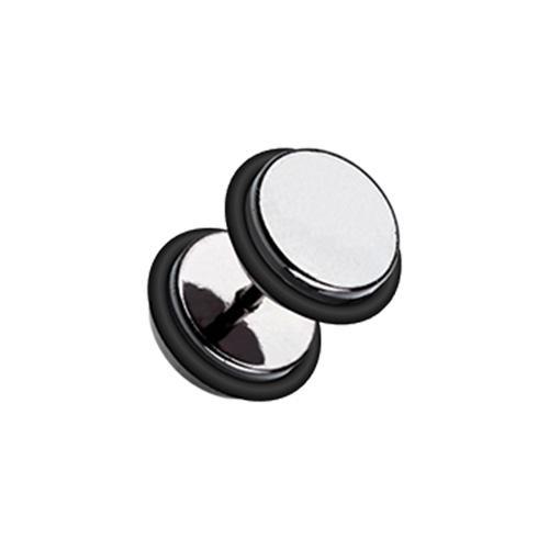 Fake Plug Earring Hematite Iridescent Metallic Coat Acrylic Fake Plug with O-Rings - 1 Pair -Rebel Bod-RebelBod