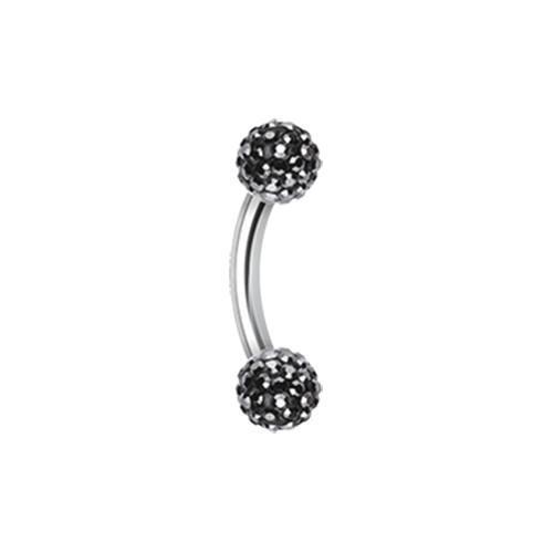 Hematite Multi-Sprinkle Dot Curved Barbell Eyebrow Ring