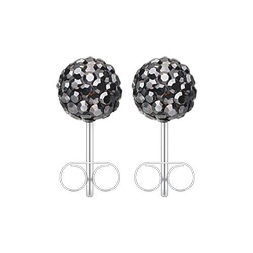Hematite Multi-Sprinkle Dot Multi Gem Aurora Ball Ear Stud Earrings - 1 Pair