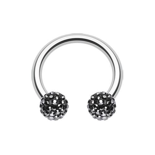 Hematite Multi-Sprinkle Dot Multi Gem Horseshoe Circular Barbell