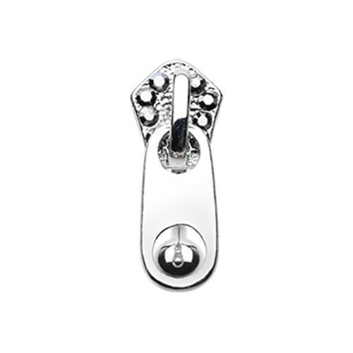 Hematite Paved Gem Zipper Reverse Belly Button Ring Rebel Bod