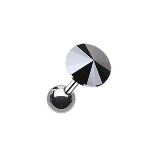 Hematite Pointy Faceted Crystal Tragus Cartilage Barbell Earring - 1 Piece