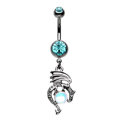 Hematite/Teal Black Mother of Dragons Belly Button Ring