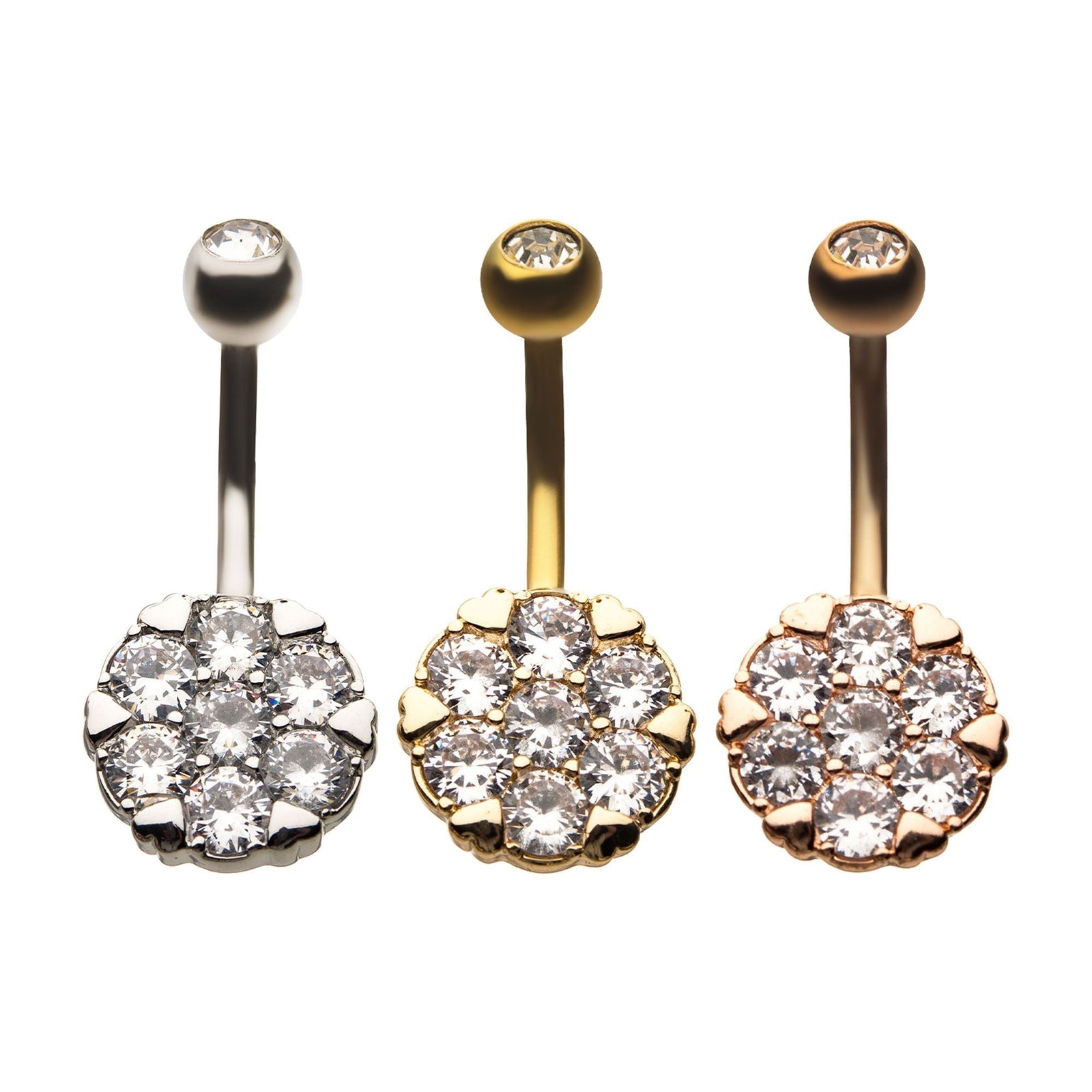 TBD-Belly Hexagon Pave CZ Fixed Navel -Rebel Bod-RebelBod