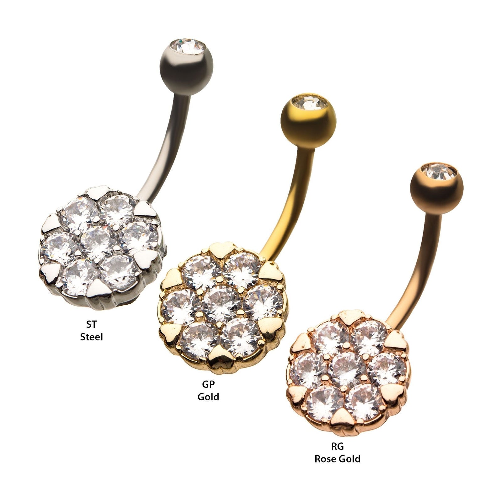 TBD-Belly Hexagon Pave CZ Fixed Navel -Rebel Bod-RebelBod