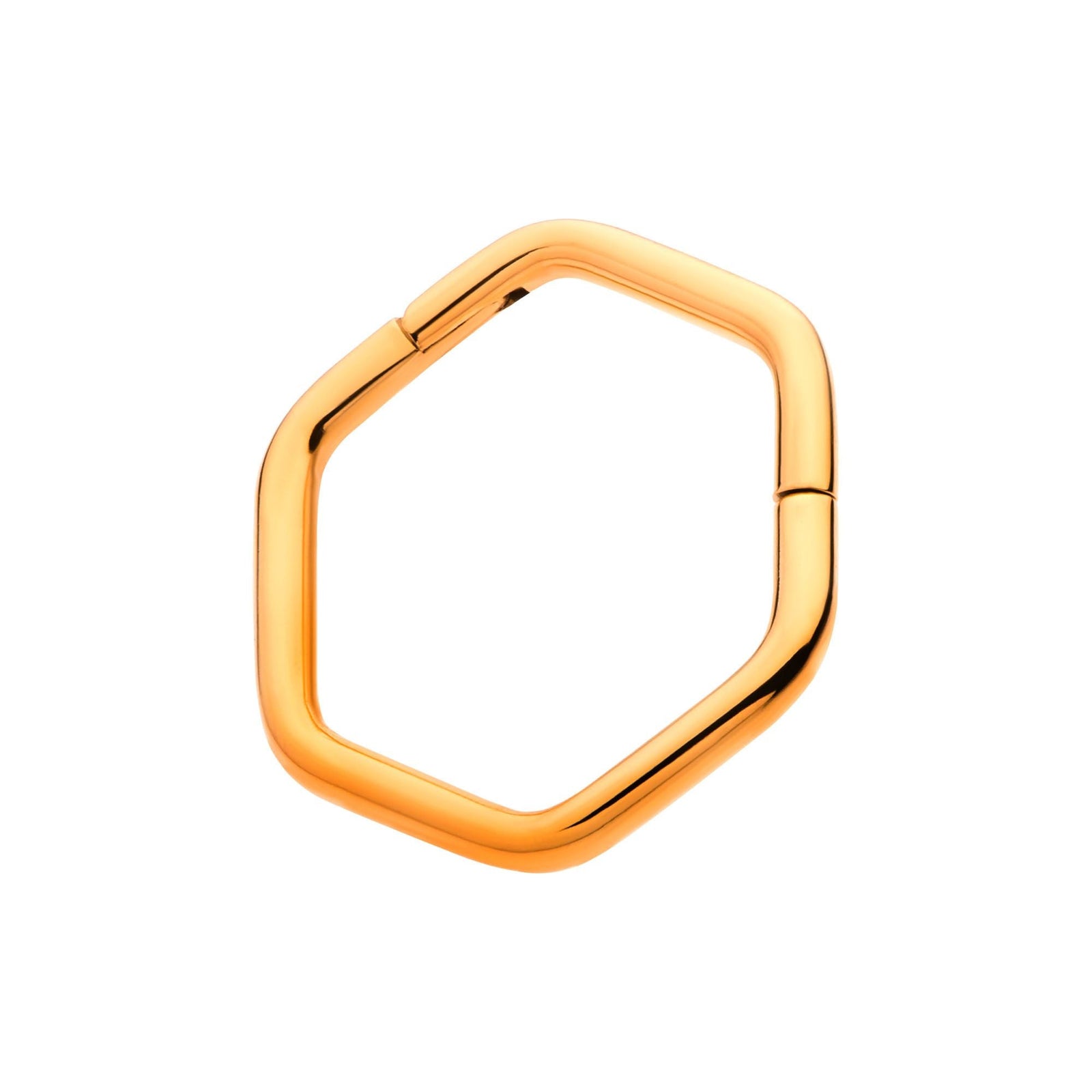 Hexagon Shape 24Kt Gold PVD Titanium Front Facing Hinged Segment Clicker tip24ksgrhhex81 -Rebel Bod-RebelBod
