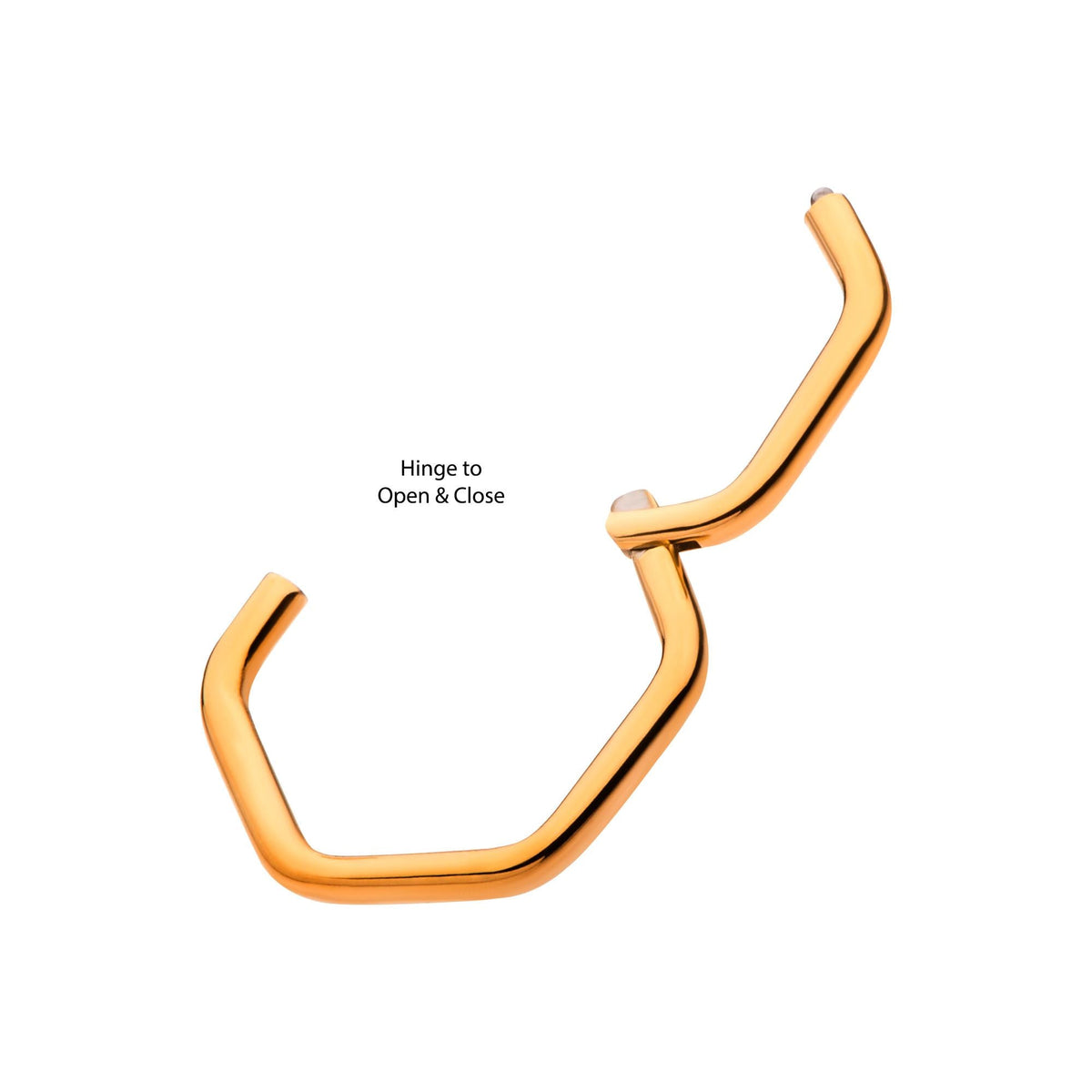 Hexagon Shape 24Kt Gold PVD Titanium Front Facing Hinged Segment Clicker tip24ksgrhhex81 -Rebel Bod-RebelBod