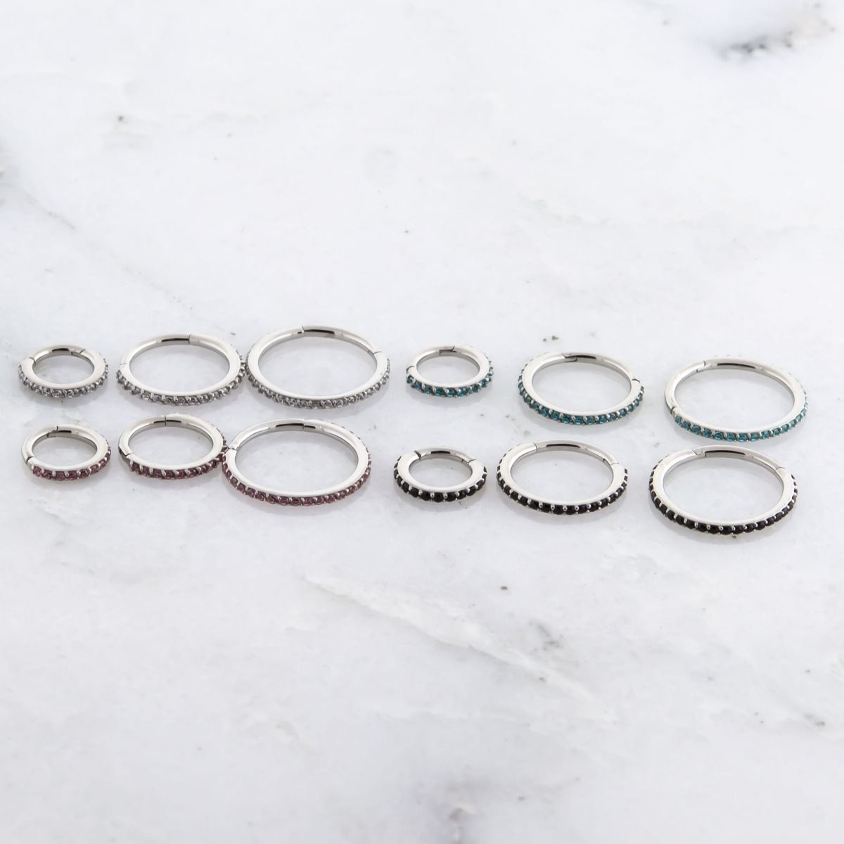 SEAMLESS CLICKER Hinged Segment Ring  Swarovski Zirconia - 1 Piece -Rebel Bod-RebelBod