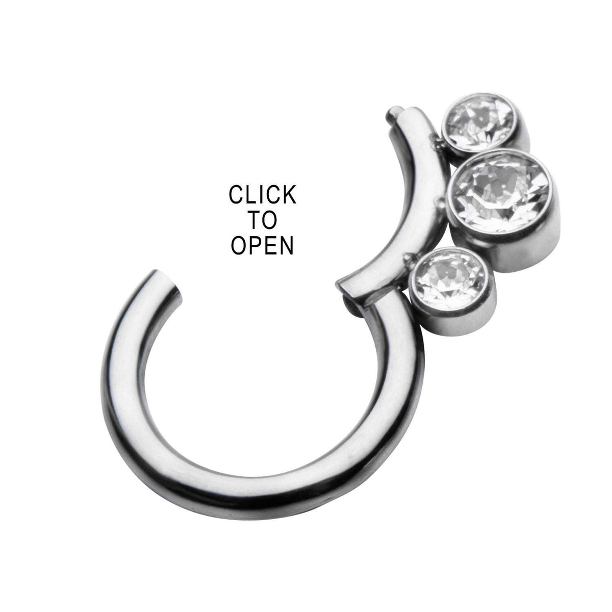 Clicker Hinged Segment Ring 3 Clear Bezel Set CZ Gems