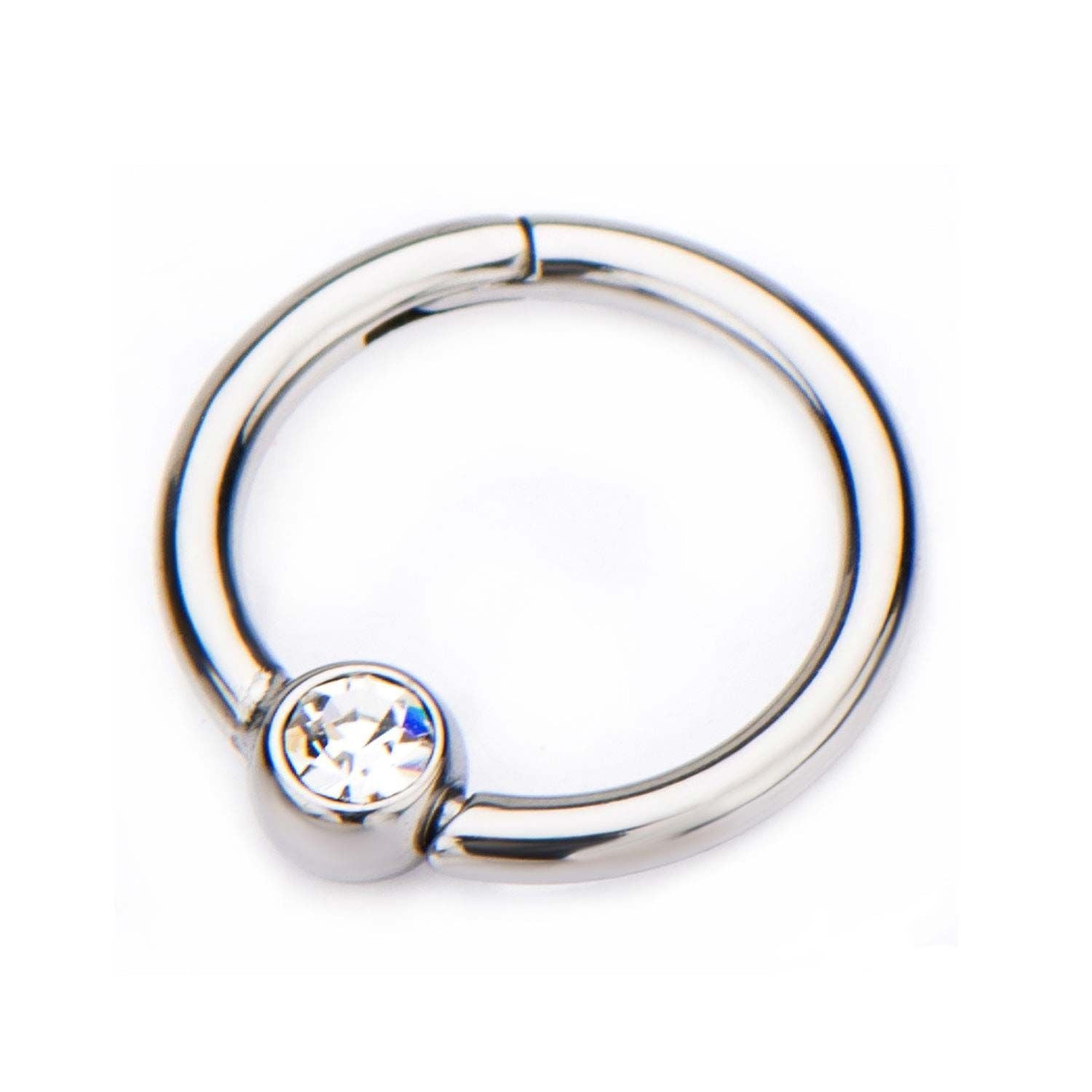 Clicker Hinged Segment Ring Clear CZ Gem