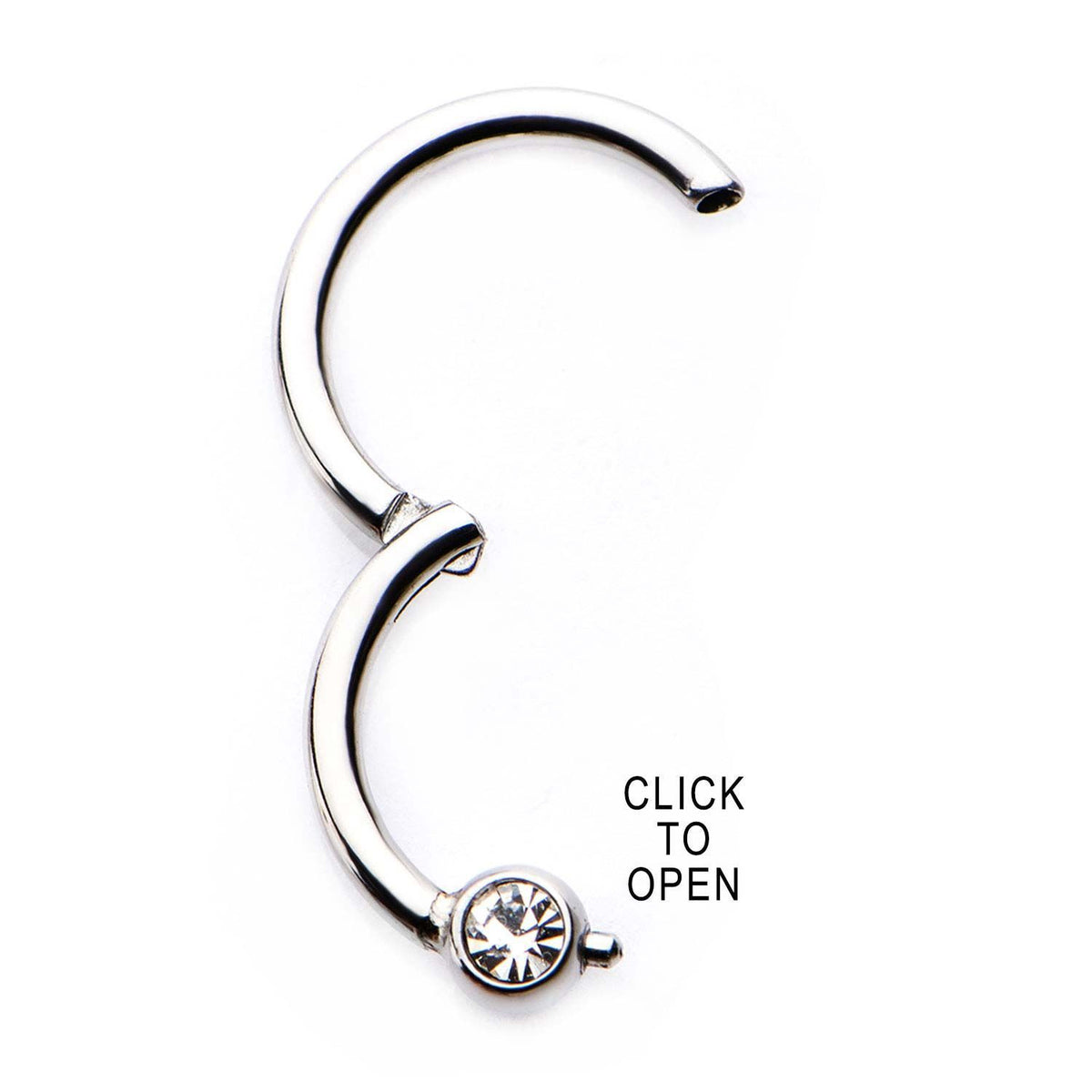 Clicker Hinged Segment Ring Clear CZ Gem