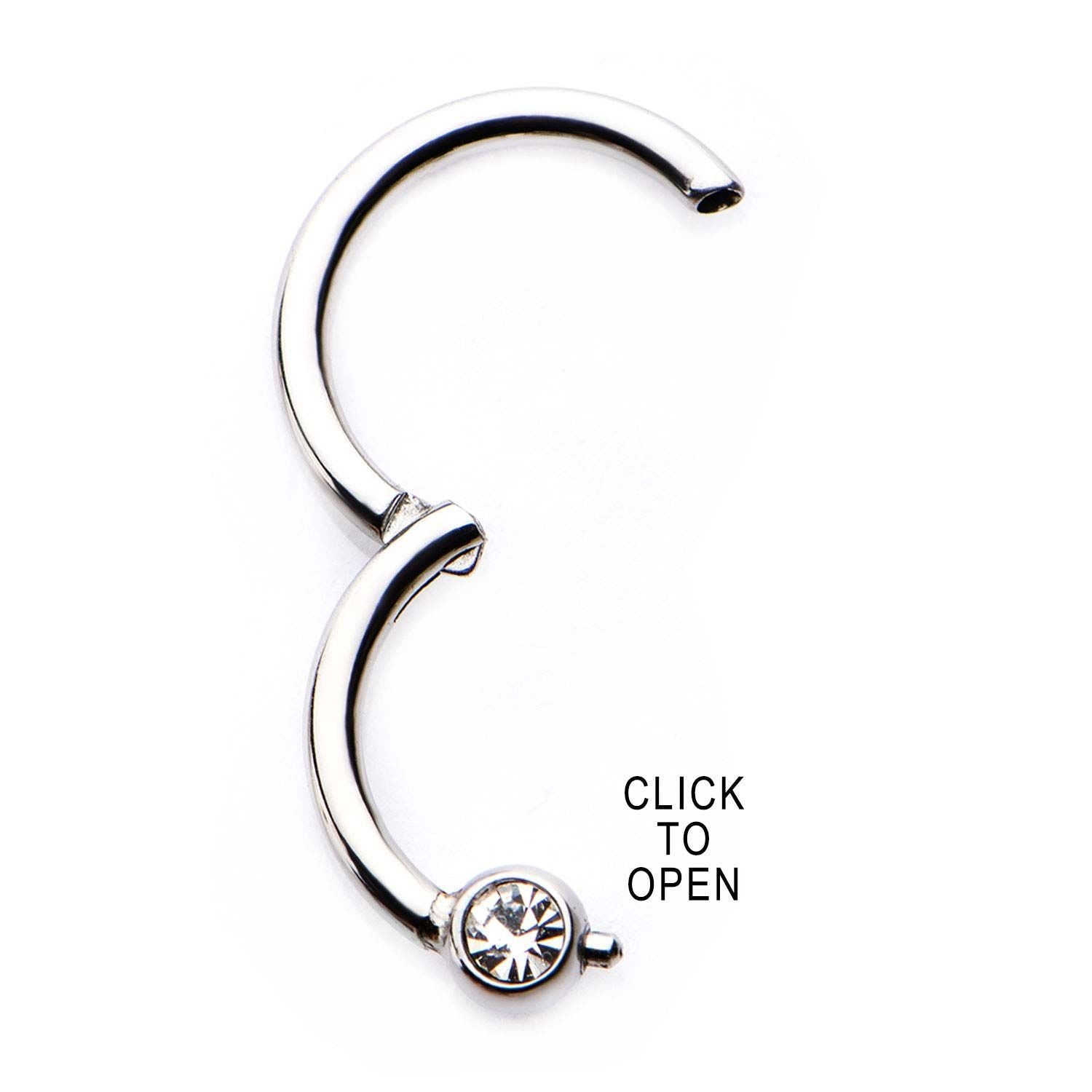Clicker Hinged Segment Ring Clear CZ Gem