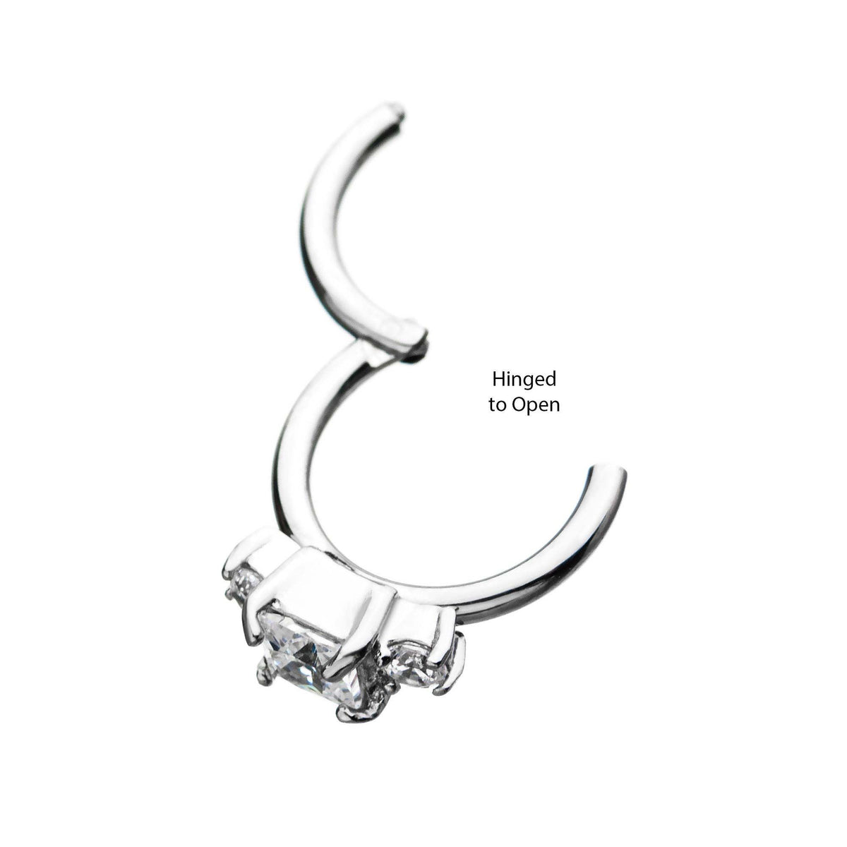 Clicker Hinged Segment Ring Prong Set 3 Clear CZ Gem