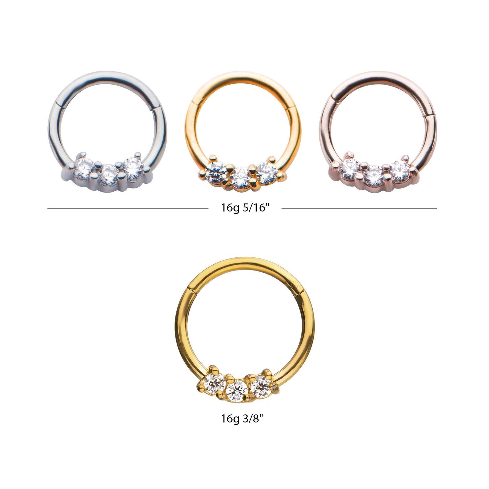Clicker Hinged Segment Ring Prong Set Clear CZ Gem