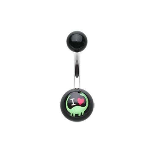 I heart Dino Acrylic Logo Belly Button Ring