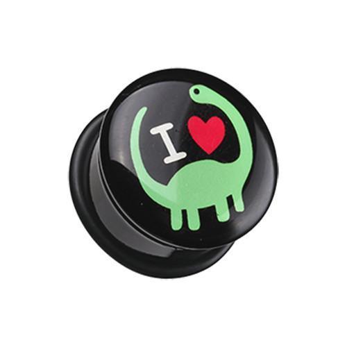 'I Heart Dinosaur' Single Flared Ear Gauge Plug - 1 Pair