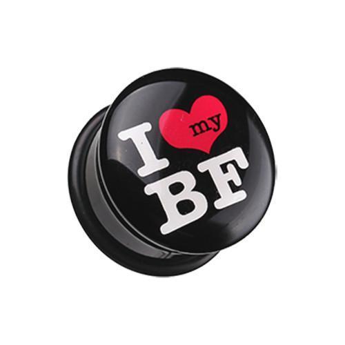 'I Heart my BF' Single Flared Ear Gauge Plug - 1 Pair