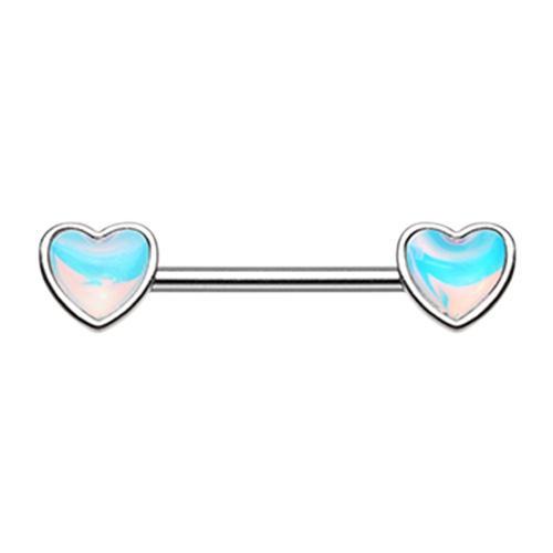 Illuminating Heart Inlay Nipple Barbell - 1 Piece