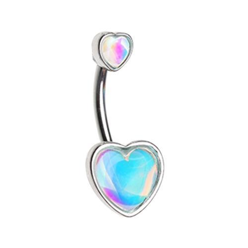Illuminating Two Heart Belly Button Ring