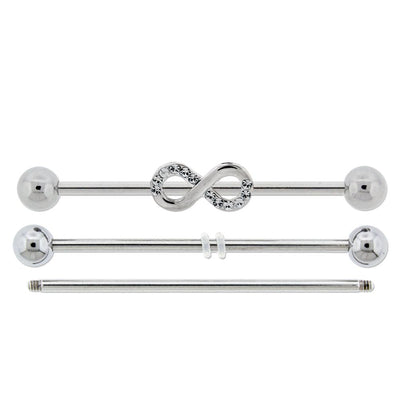 Industrial Barbell Industrial Barbell Adjustable Gem Infinity Symbol Bar - 1 Piece * -Rebel Bod-RebelBod
