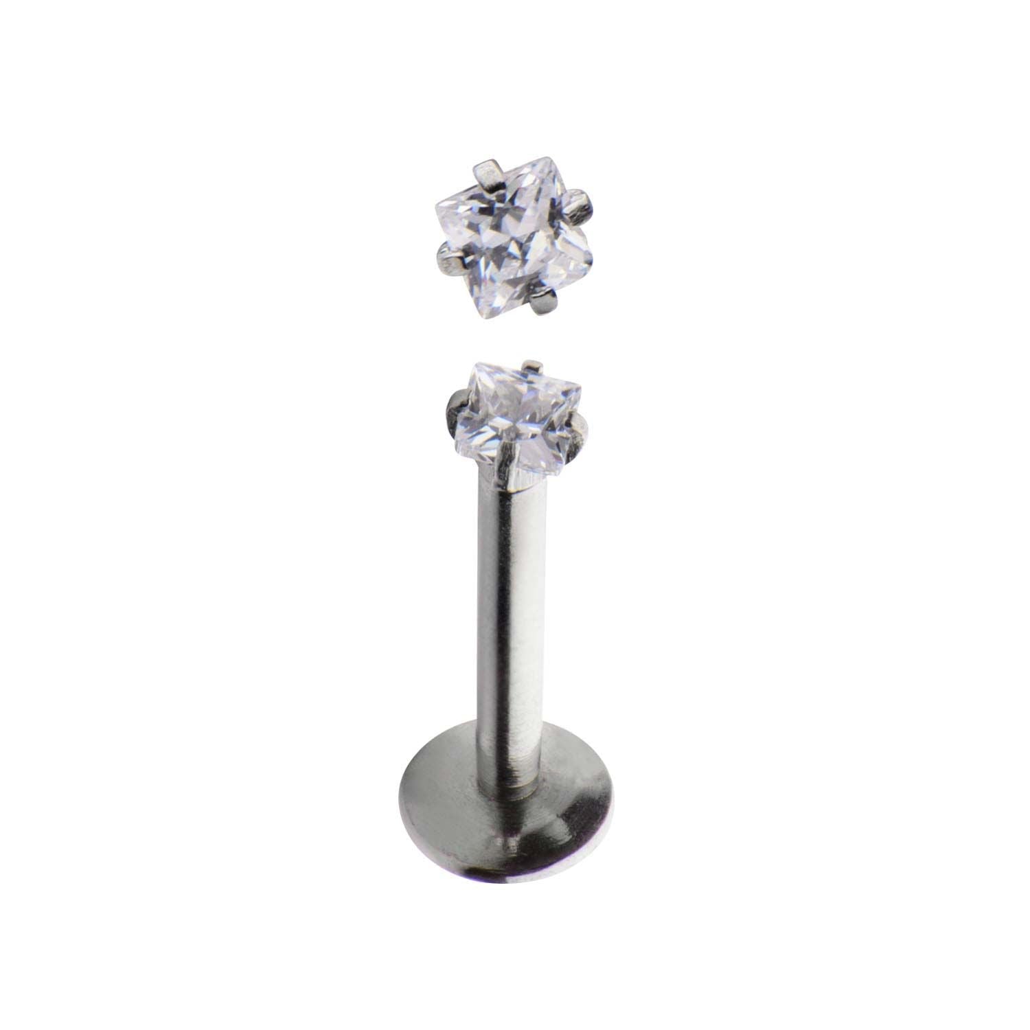 Labret Studs Internally Threaded 316L Labret Prong Set Star CZ Top Style1 -Rebel Bod-RebelBod