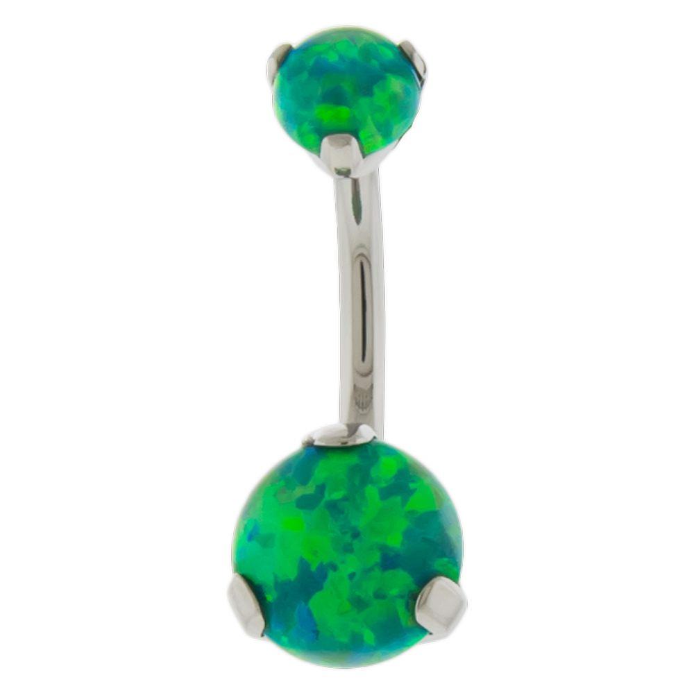 Belly Ring - No Dangle Internally Threaded Double Prong Opal Belly Ring - 1 Piece * -Rebel Bod-RebelBod