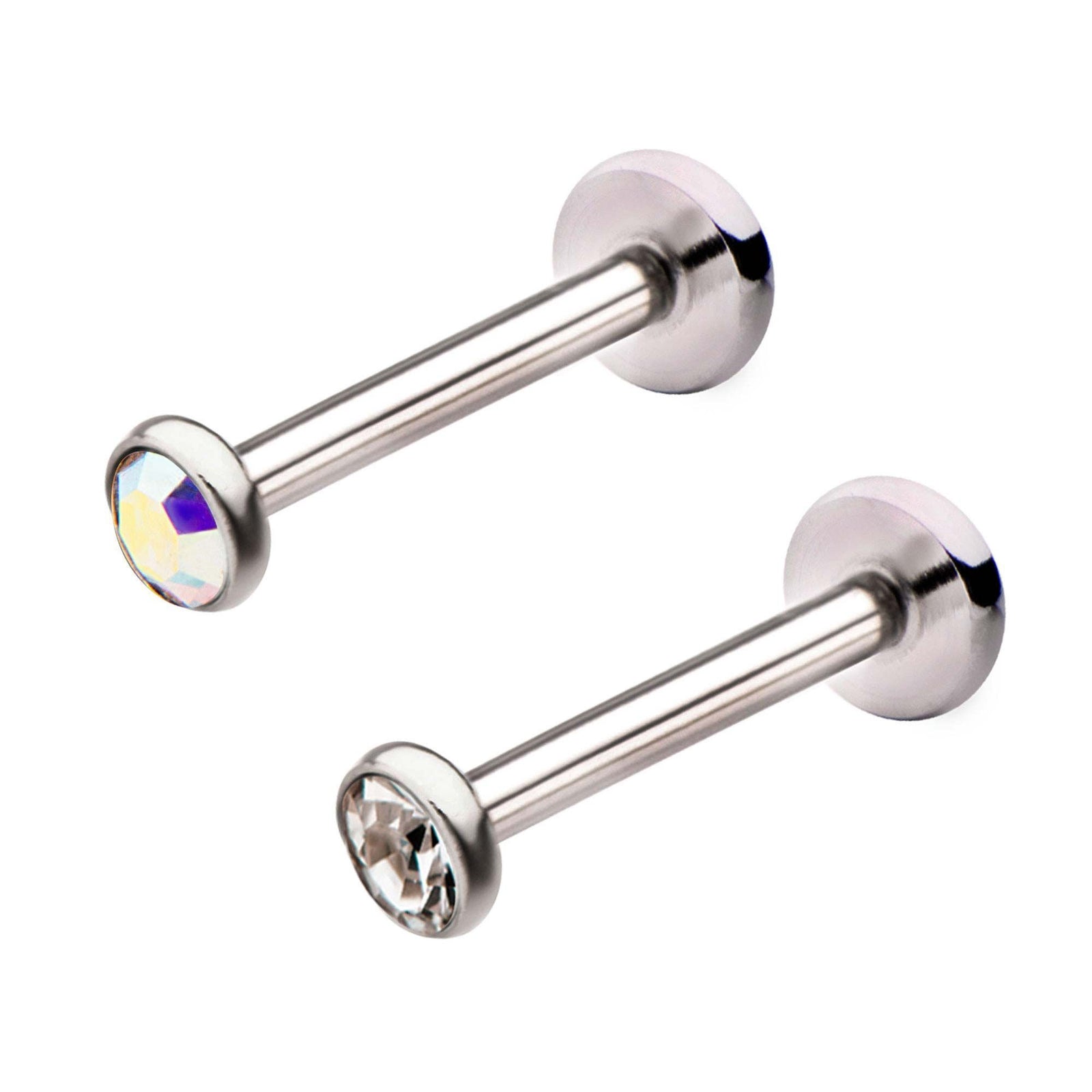 Labret Studs Internally Threaded Labret with a Bezel Set 3mm CZ top sbvlsi605-3mm -Rebel Bod-RebelBod