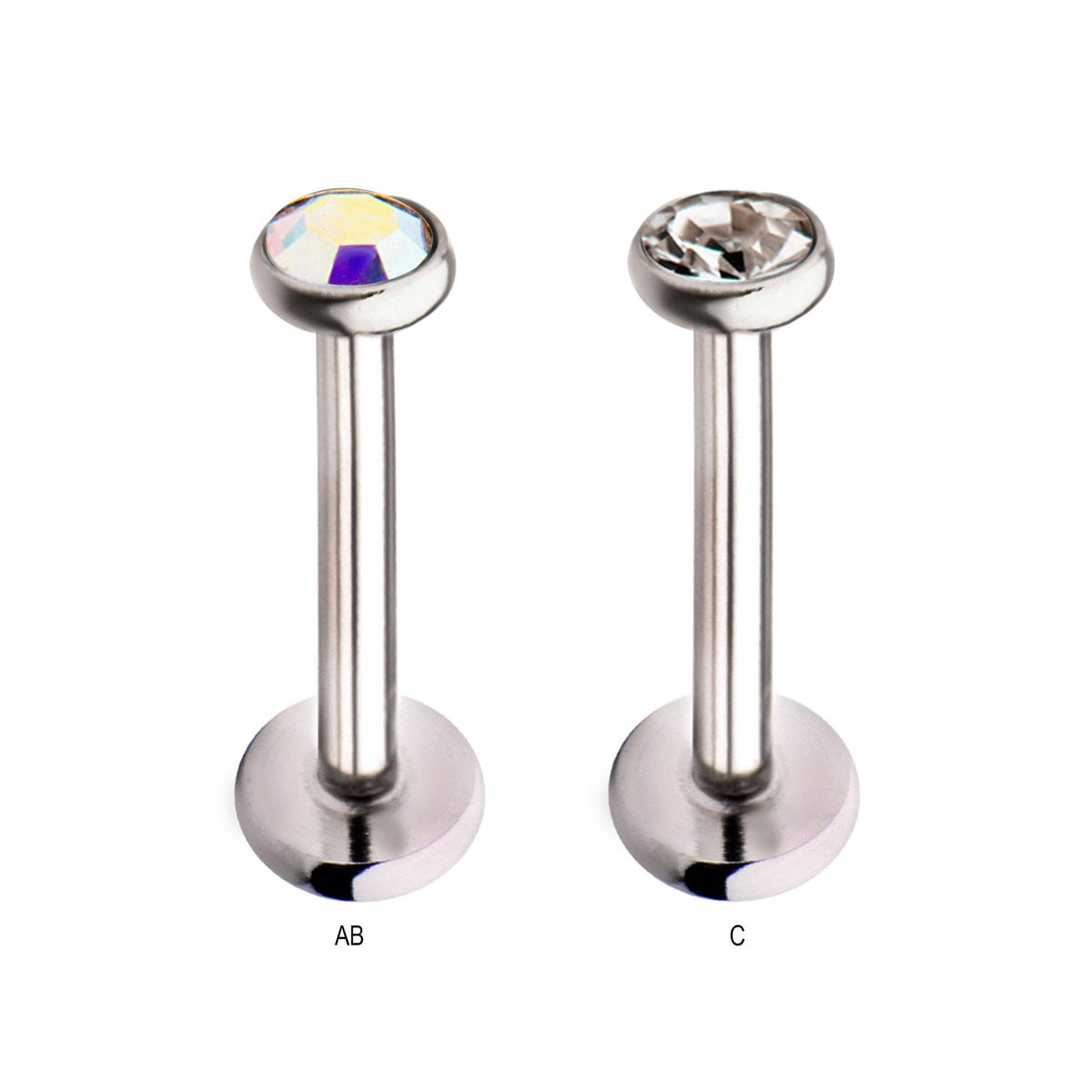 Labret Studs Internally Threaded Labret with a Bezel Set 3mm CZ top sbvlsi605-3mm -Rebel Bod-RebelBod