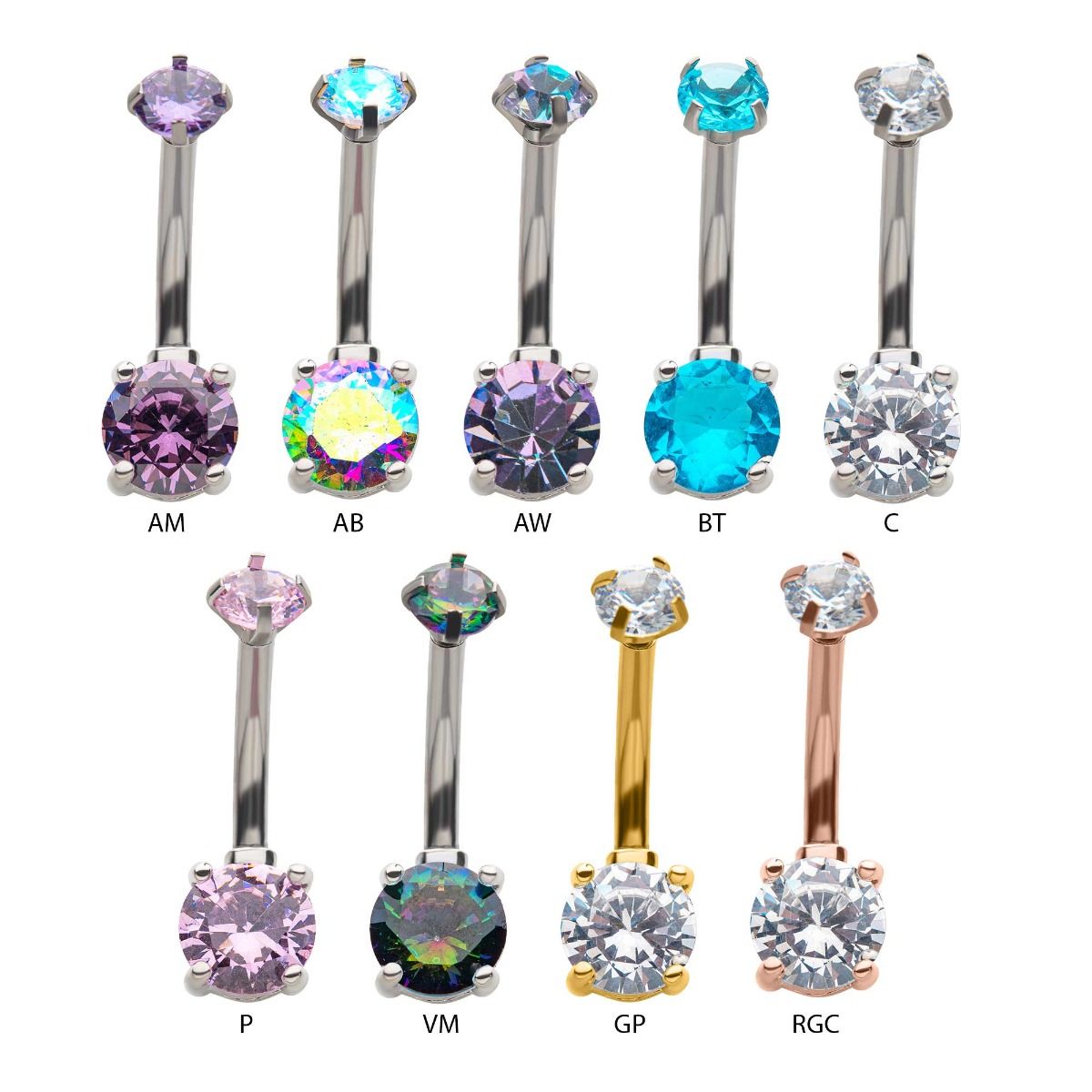 TBD-Belly Internally Threaded Prong Set CZ Fixed Navel -Rebel Bod-RebelBod
