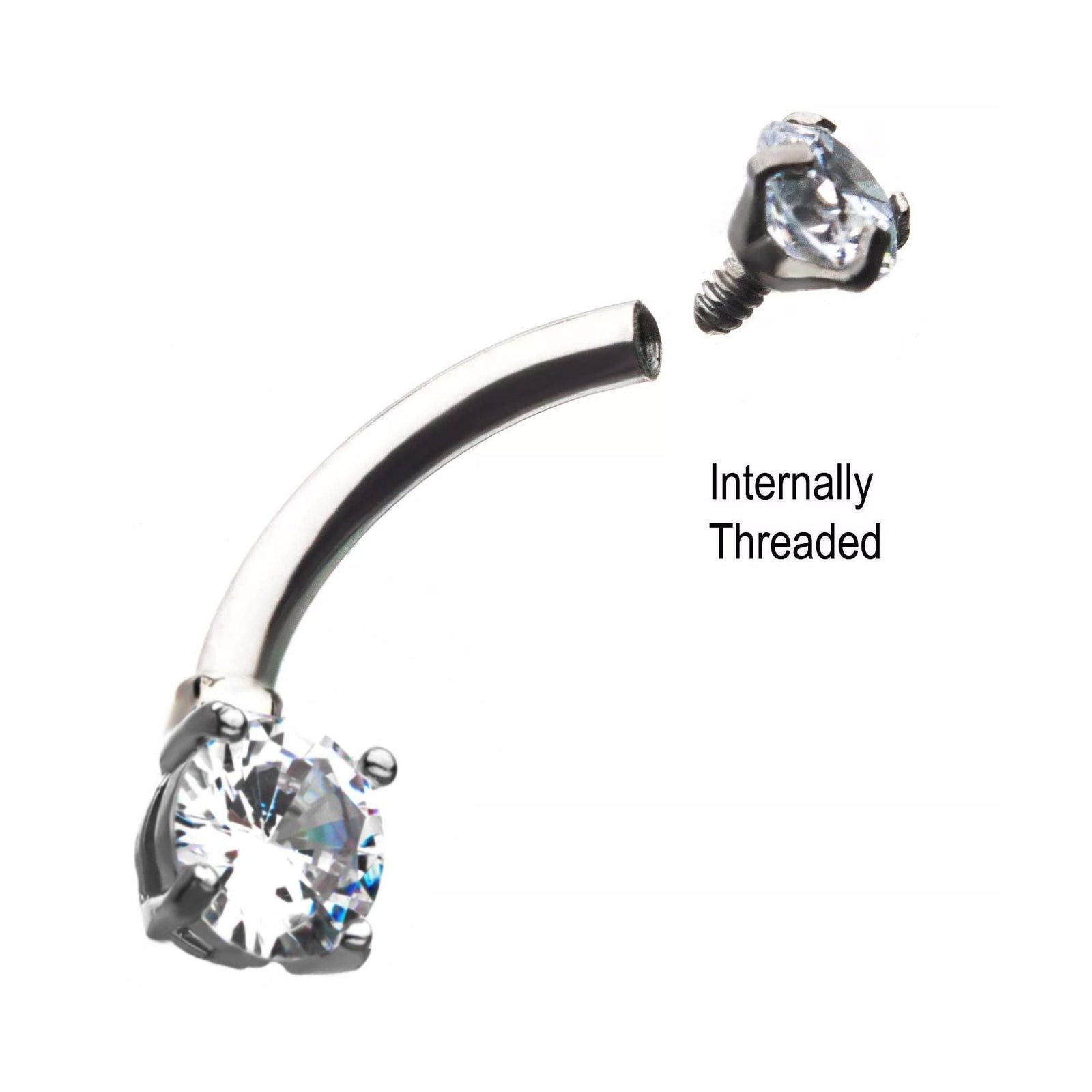 TBD-Belly Internally Threaded Prong Set CZ Fixed Navel -Rebel Bod-RebelBod