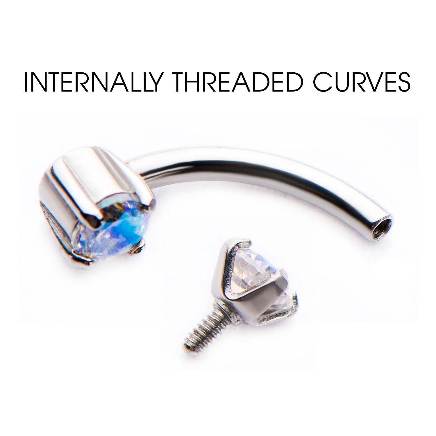CURVED BARBELL Internally Threaded Prong Set Gem Curves sbvcsi6152prgn -Rebel Bod-RebelBod