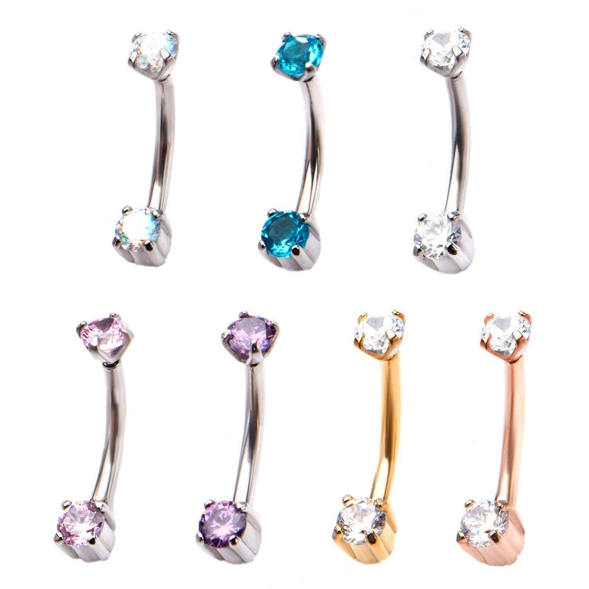 CURVED BARBELL Internally Threaded Prong Set Gem Curves sbvcsi6152prgn -Rebel Bod-RebelBod
