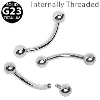 CURVED BARBELL Internally Threaded Titanium Curved Barbell / Eyebrow Rings with Solid Balls -Rebel Bod-RebelBod