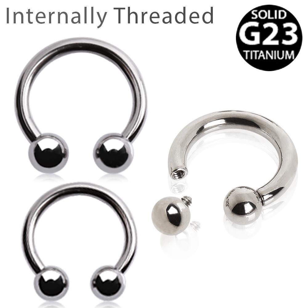 CIRCULAR BARBELL | HORSESHOE Internally Threaded Titanium Horseshoe with Solid Balls -Rebel Bod-RebelBod