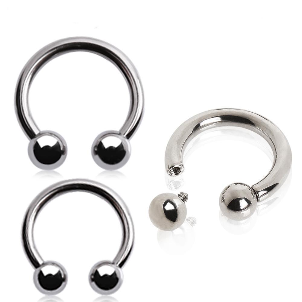 CIRCULAR BARBELL | HORSESHOE Internally Threaded Titanium Horseshoe with Solid Balls -Rebel Bod-RebelBod