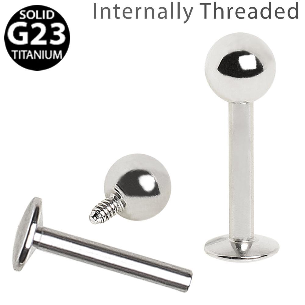 Internally Threaded Titanium Labret w/ Solid Ball